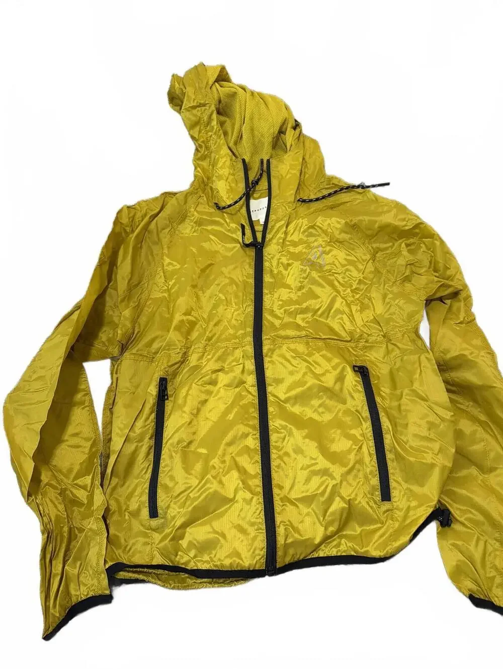 Aeropostale Mens Yellow Hooded Windbreaker Jacket S